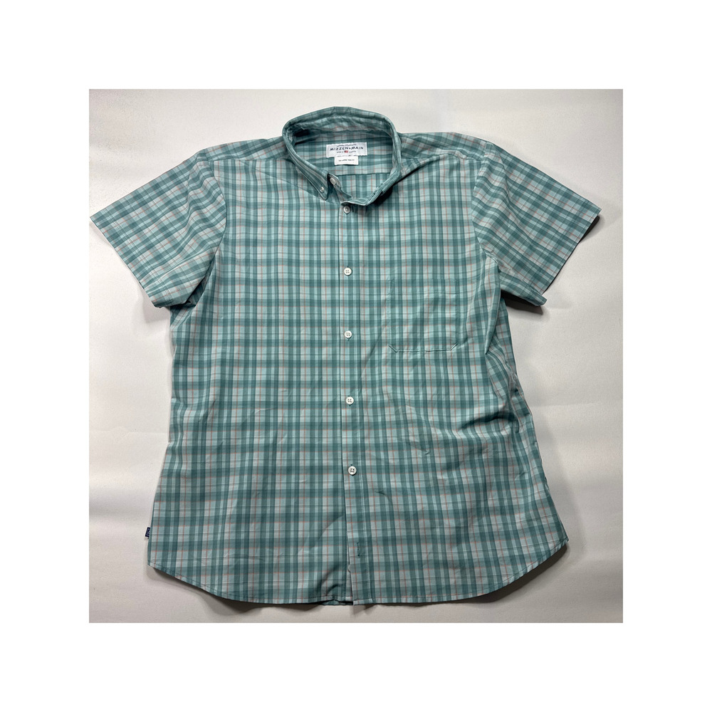 Mizzen+Main Leeward Collection Men's Blue Plaid Button Up Shirt - XXL Trim Fit